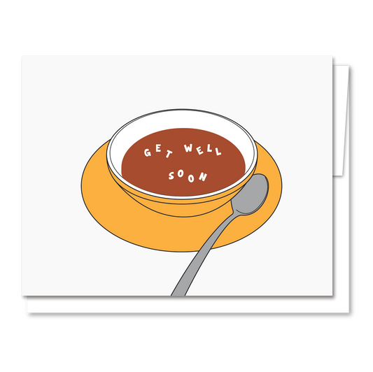 Get Well Soup-er Soon - Letterpress Funny Get Well Card