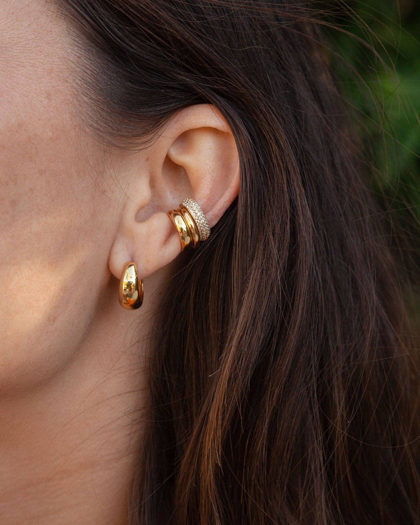 Lara - Gold Dome Small Hoop Earrings
