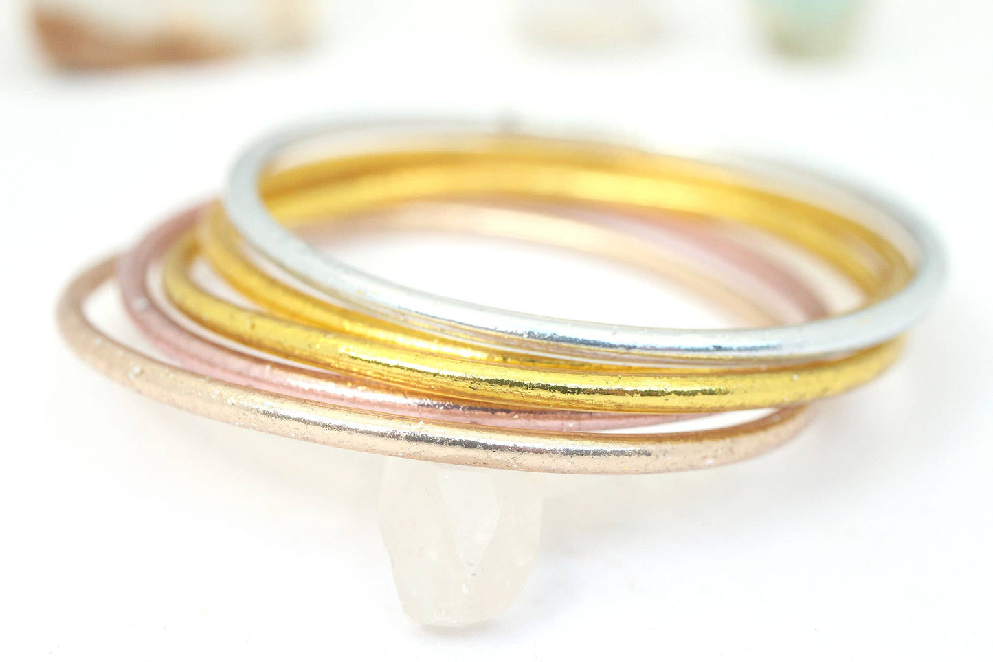 Thin Buddha Temple Bracelets, Assorted Metals