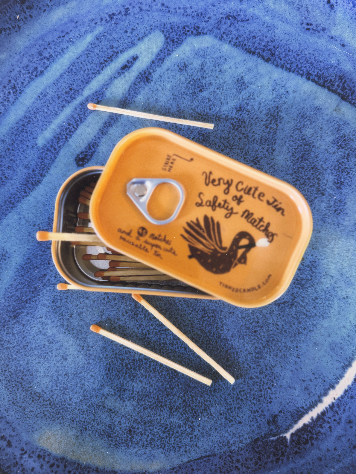 Very Cute Tin of Safety Matches (Orange)