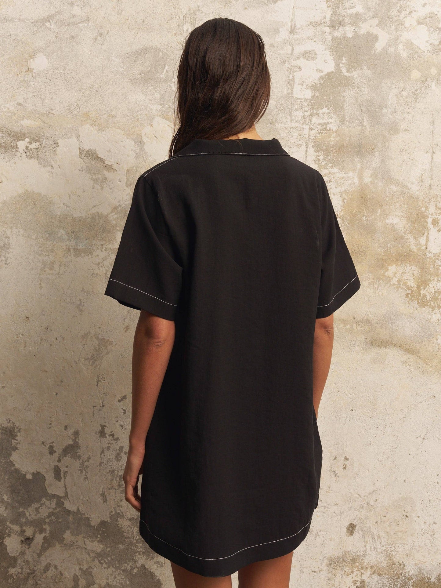 Mae Popover Mini Dress - Black