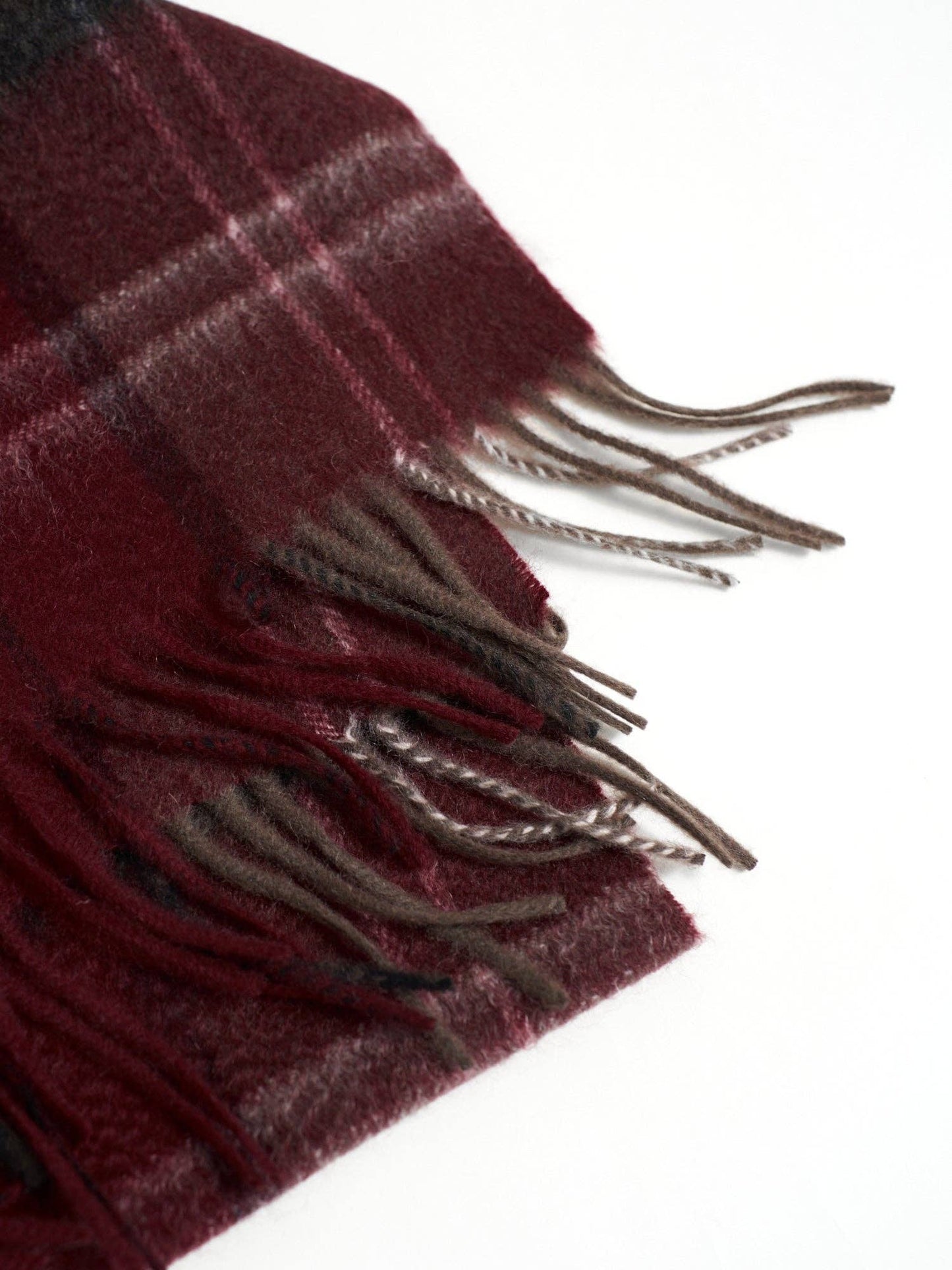 "Plaid" Cashmere Scarf - Dark Red