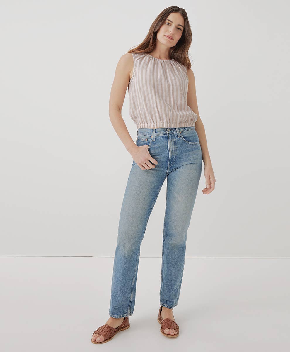 Coastal Double Gauze Bubble Hem Top - Rockport Stripe