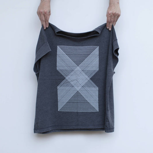 Palindromes Geometric Triangles Loose Fit Boxy Tee Black