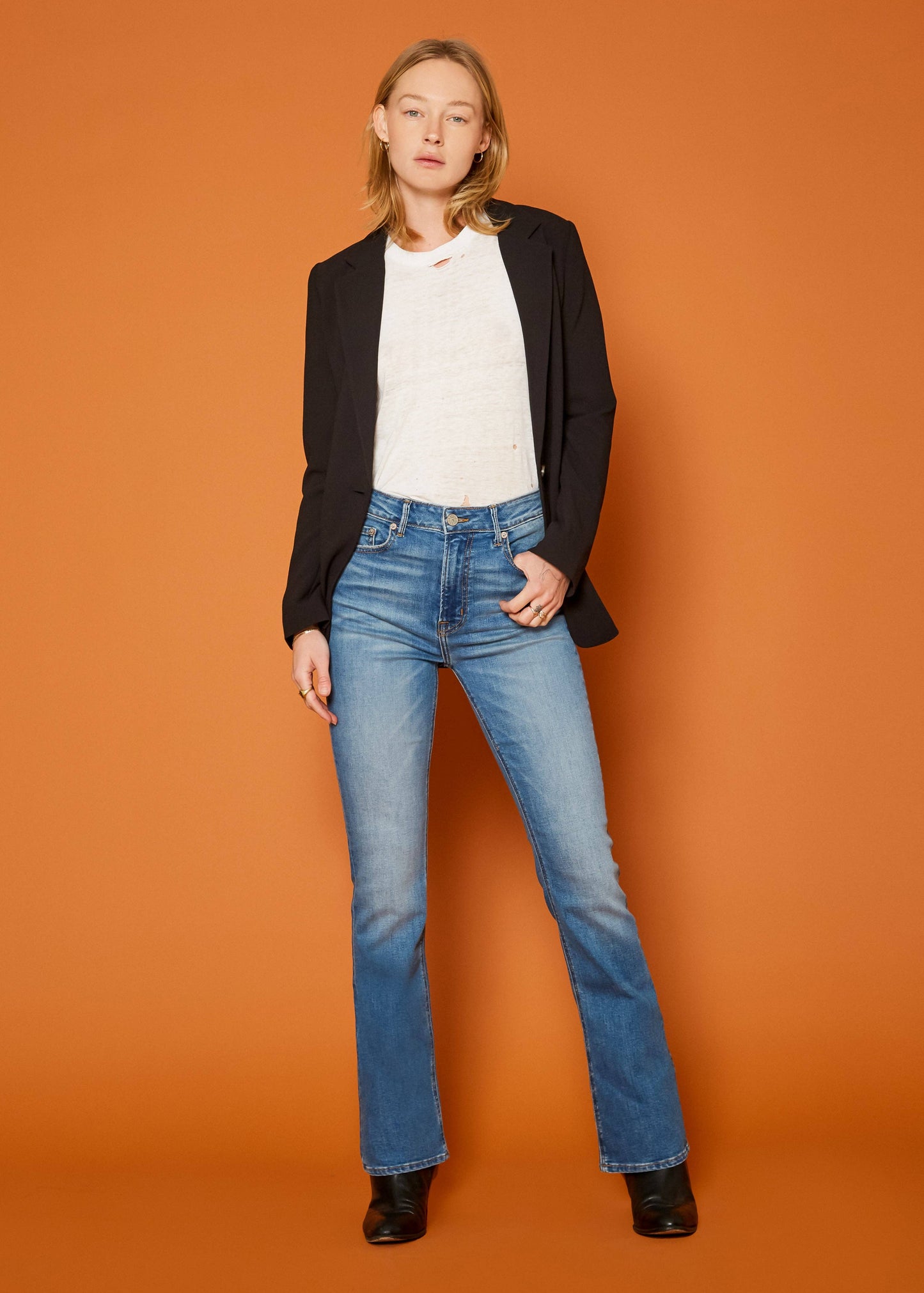 Celine High Rise Boot Cut Jeans - Medium Wash