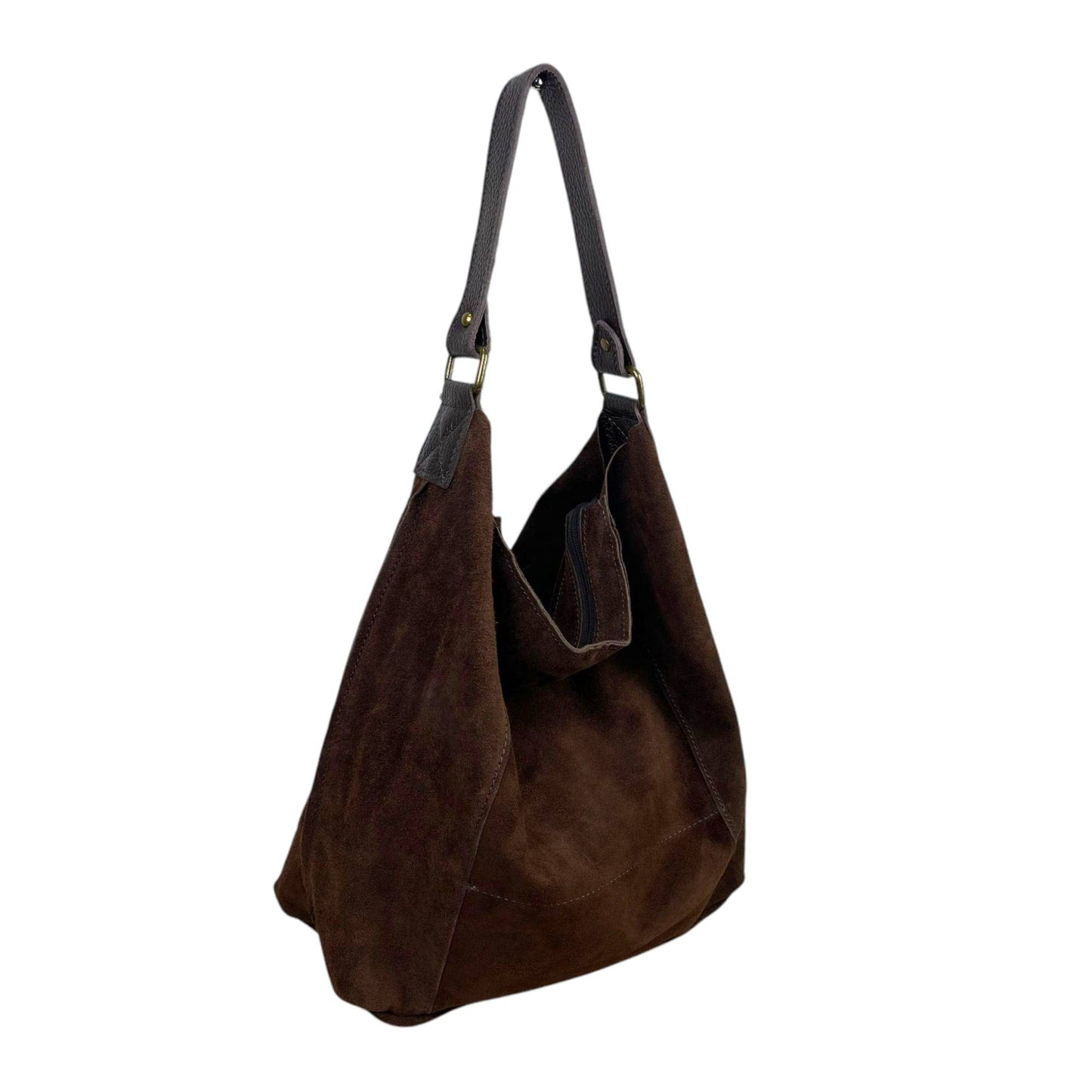 Large Suede + Leather Hobo Bag