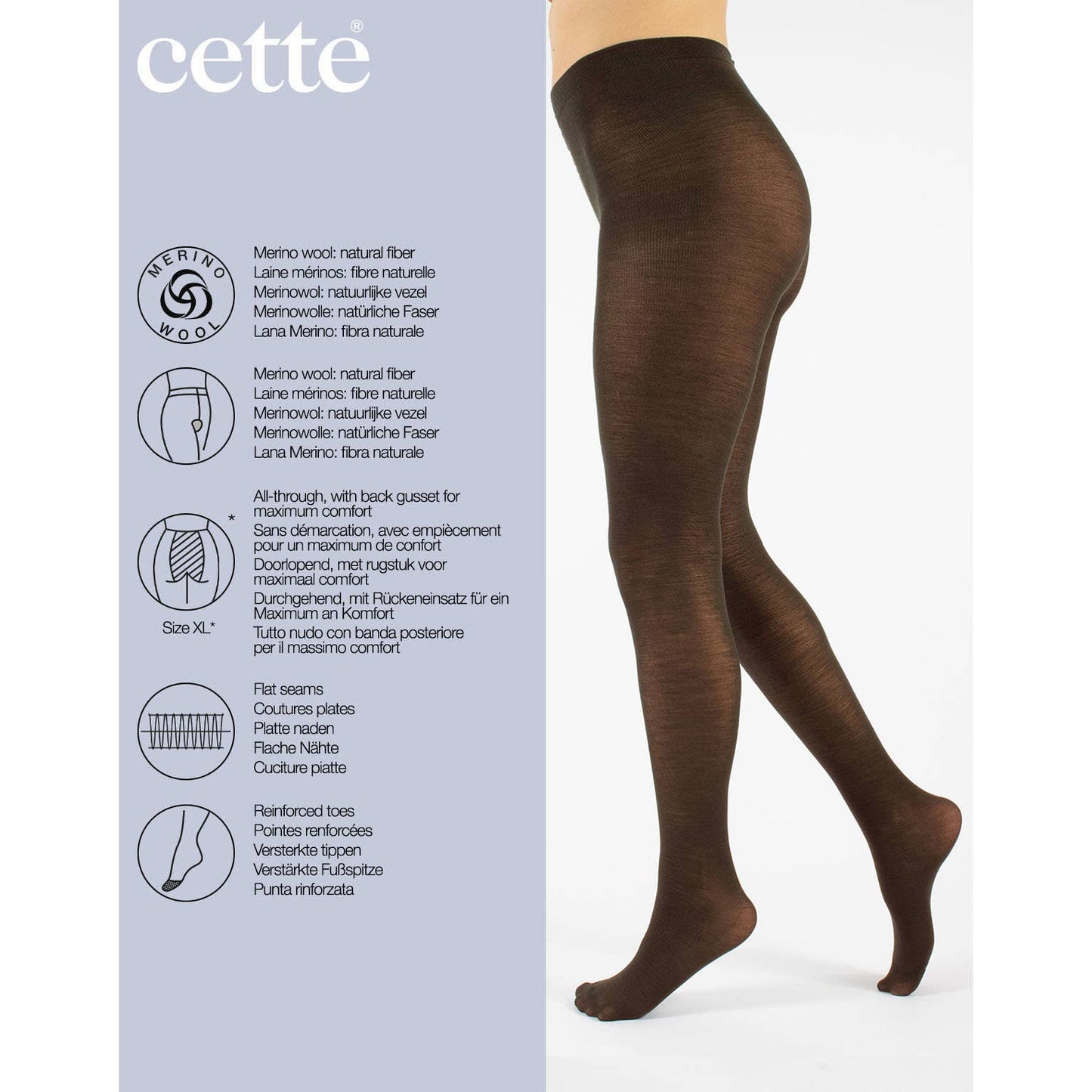 Merino Wool Tights 100 DEN, winter opaque tights