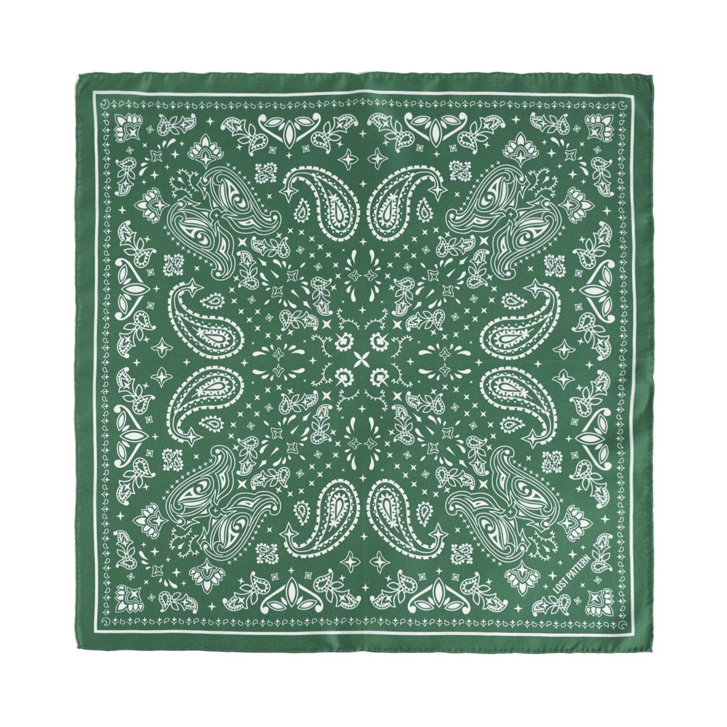 “Paisley" Silk Bandana Scarf - Sagebrush Green