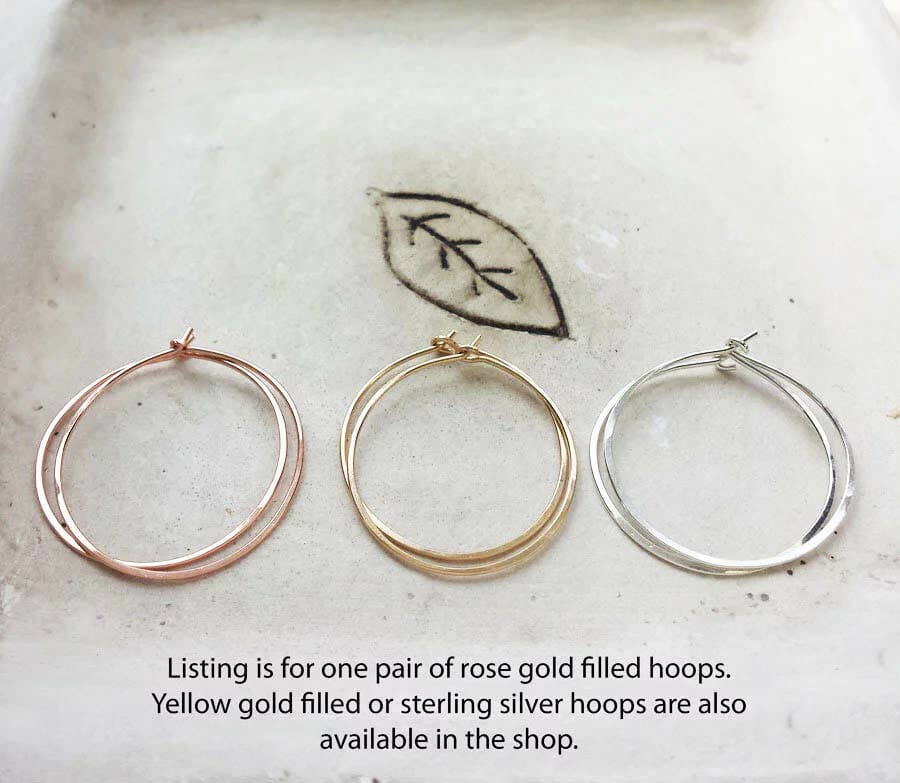Big Hoop Earrings 14K Rose Gold Filled Handmade | RGFH