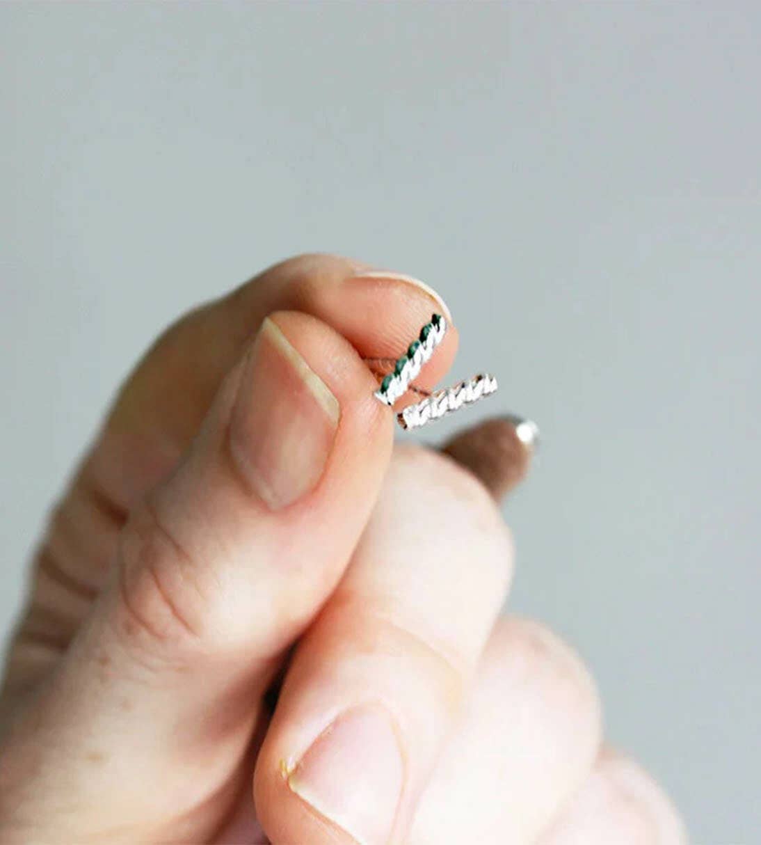 Twisted Sterling Silver Bar Earrings |TBAR