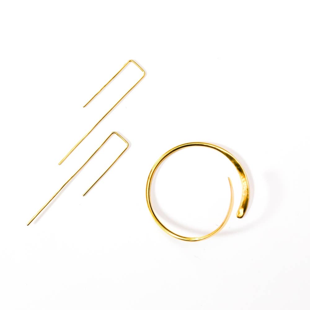 Brass wire handmade thread Earrings #BX38