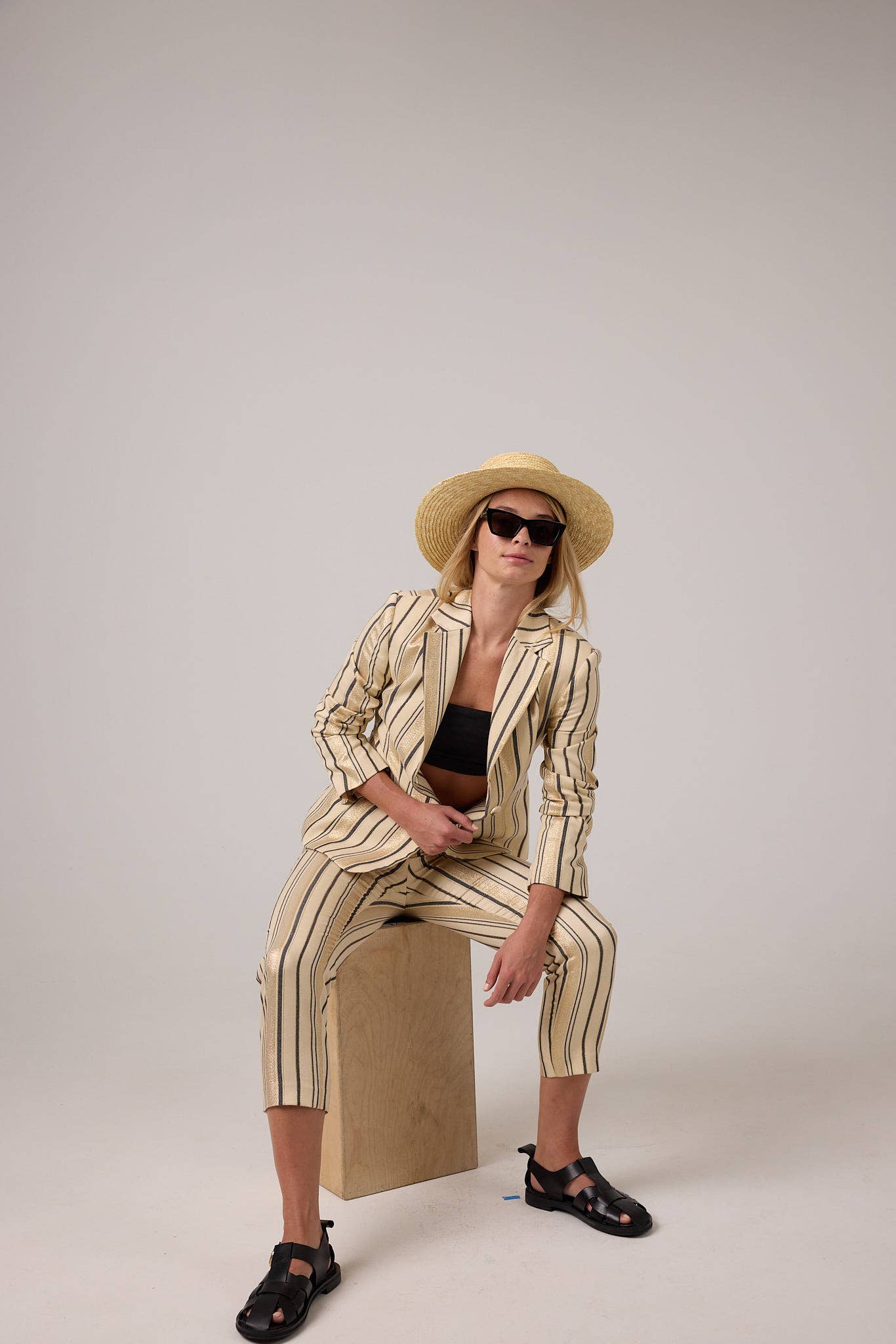 Oslo Jacquard Blazer - Gold Stripes