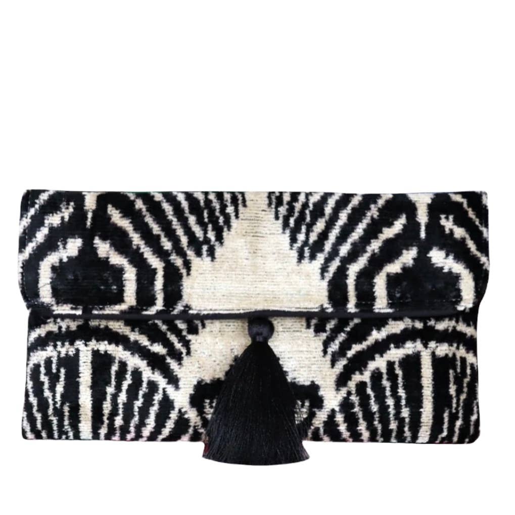 Silk Velvet Ikat Clutch