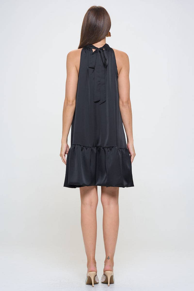 Black Sleeveless Flounce Dress (Made in USA)