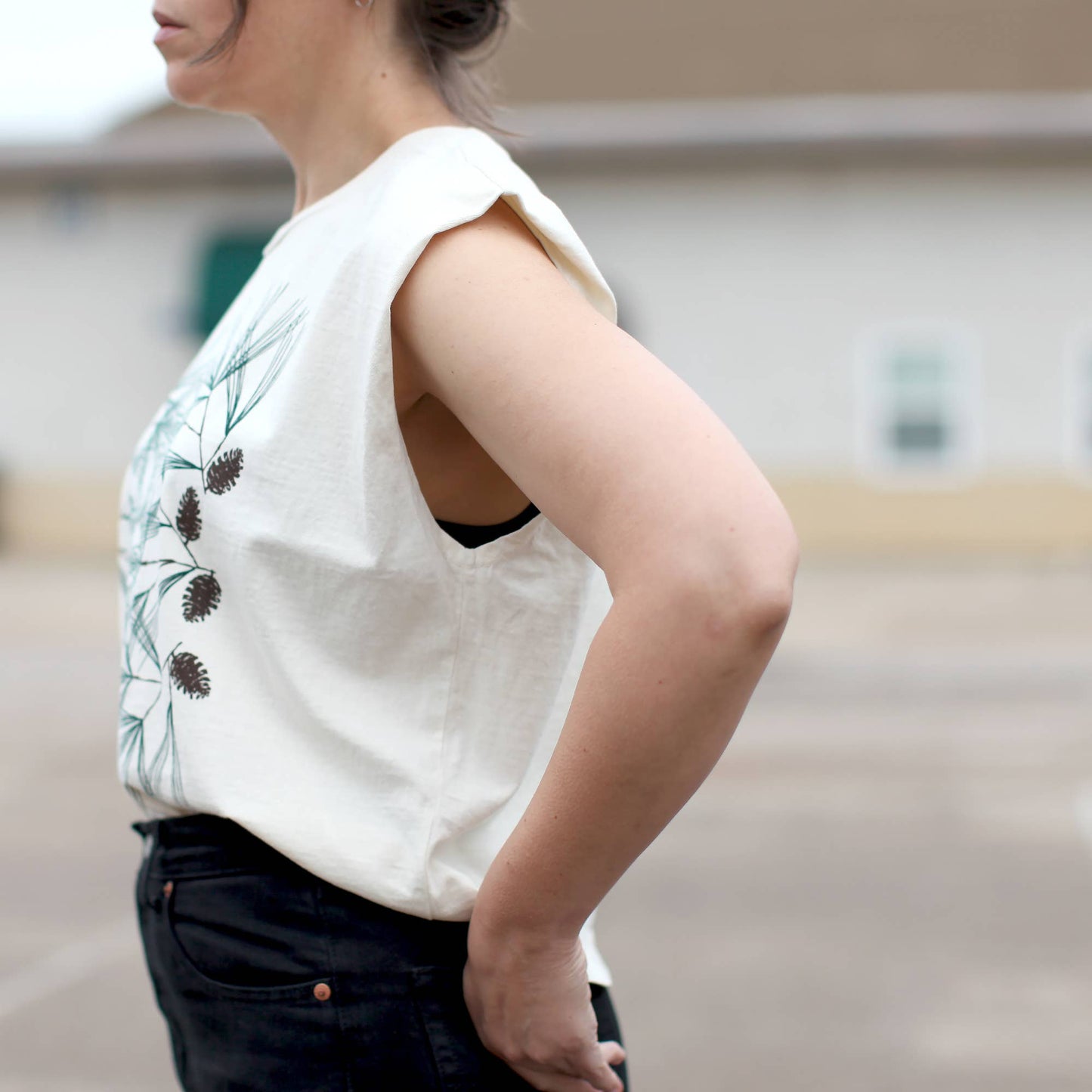 Pine Needles and Pinecones 100% Cotton Muscle Tank Natural