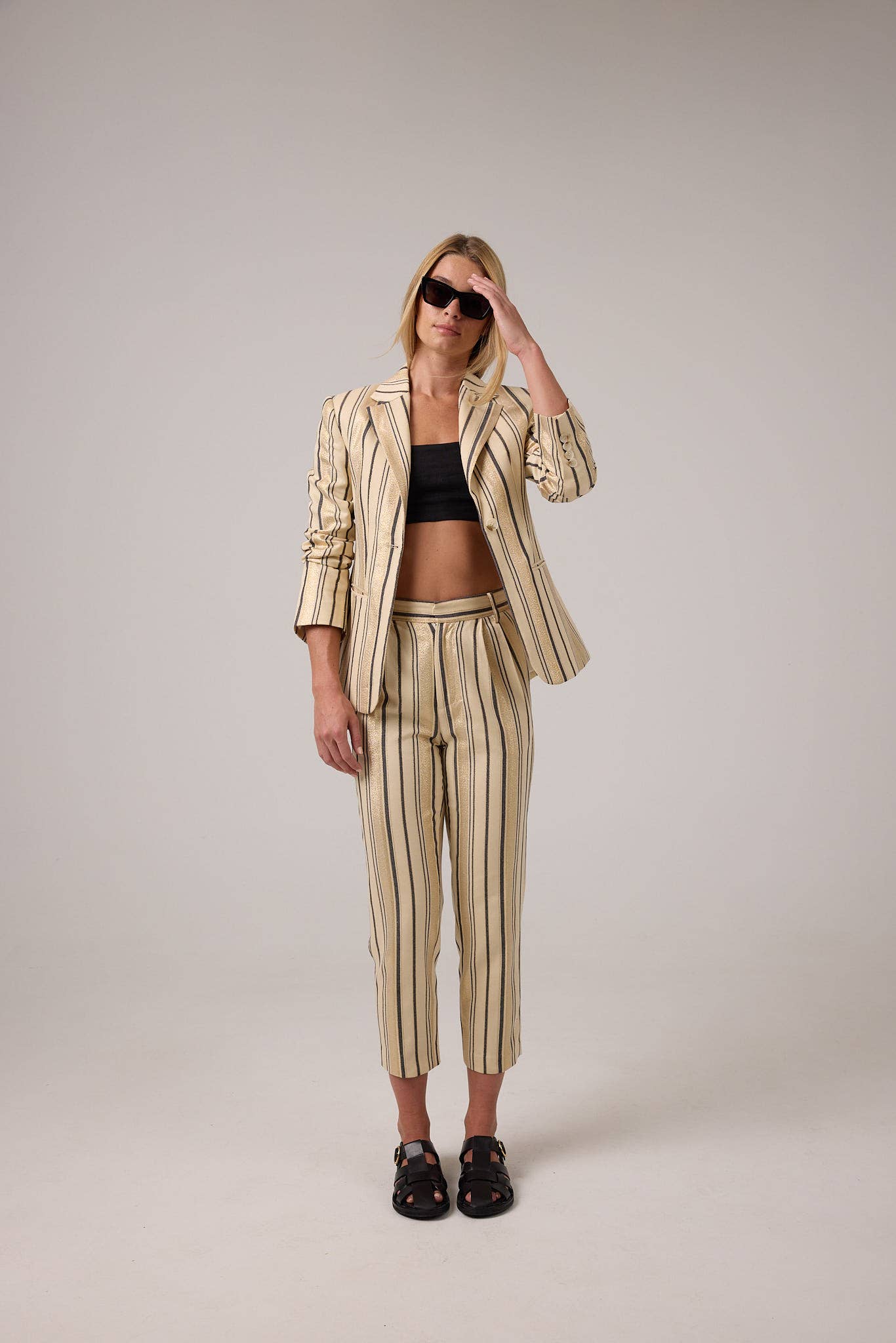 Oslo Jacquard Blazer - Gold Stripes
