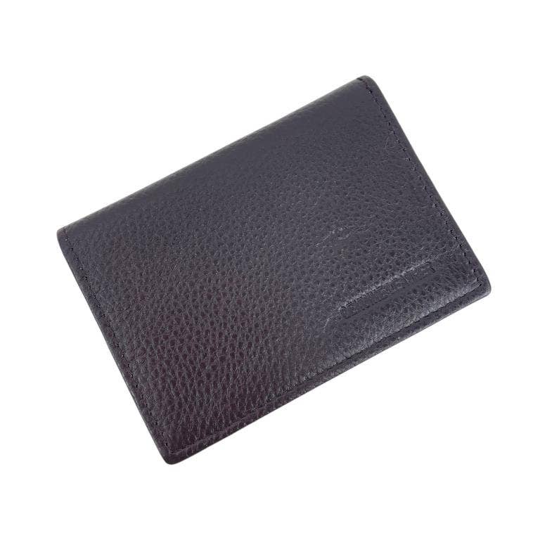 Leather Card Holder with Button Flap
