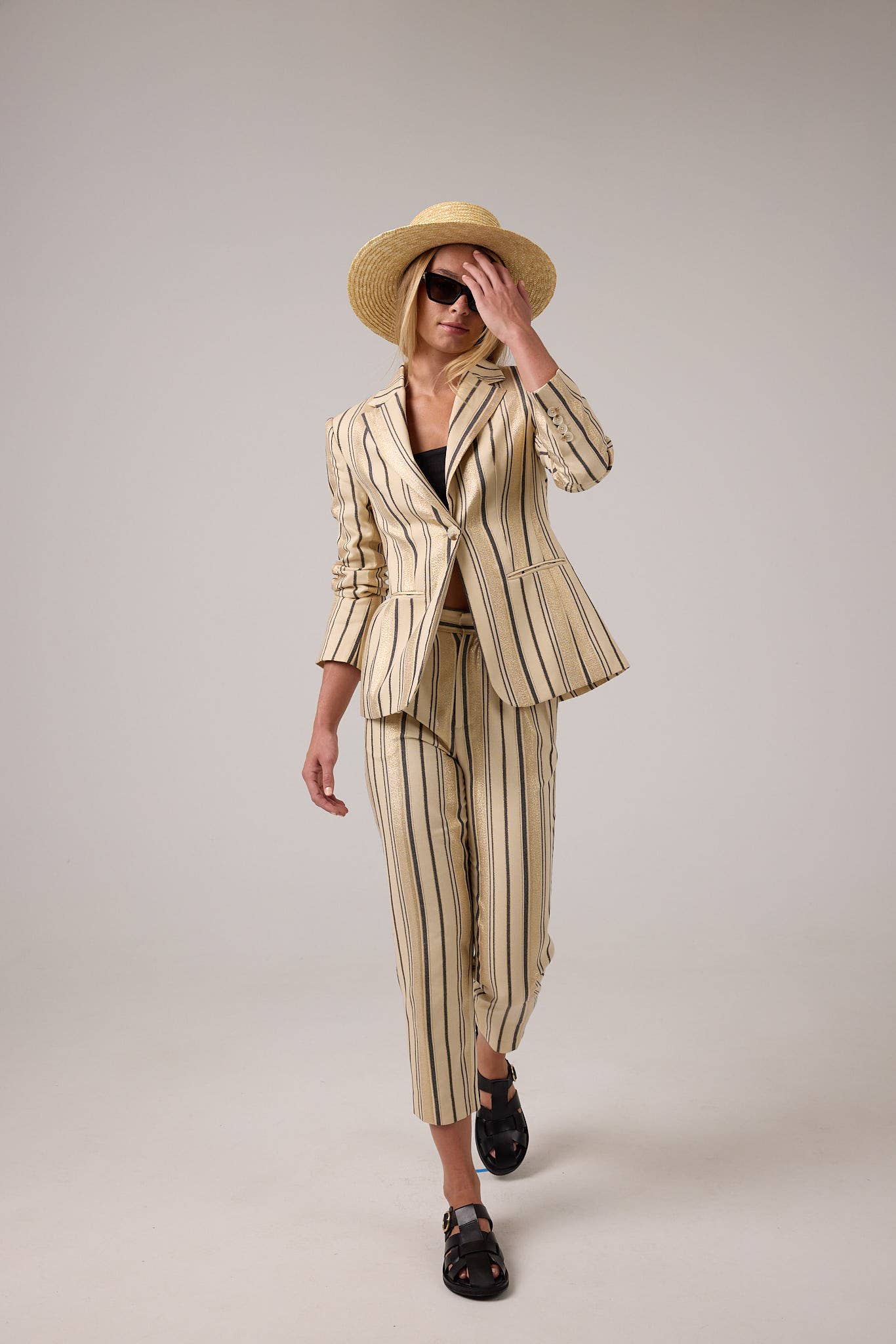Rome Jacquard Pants - Gold Stripes