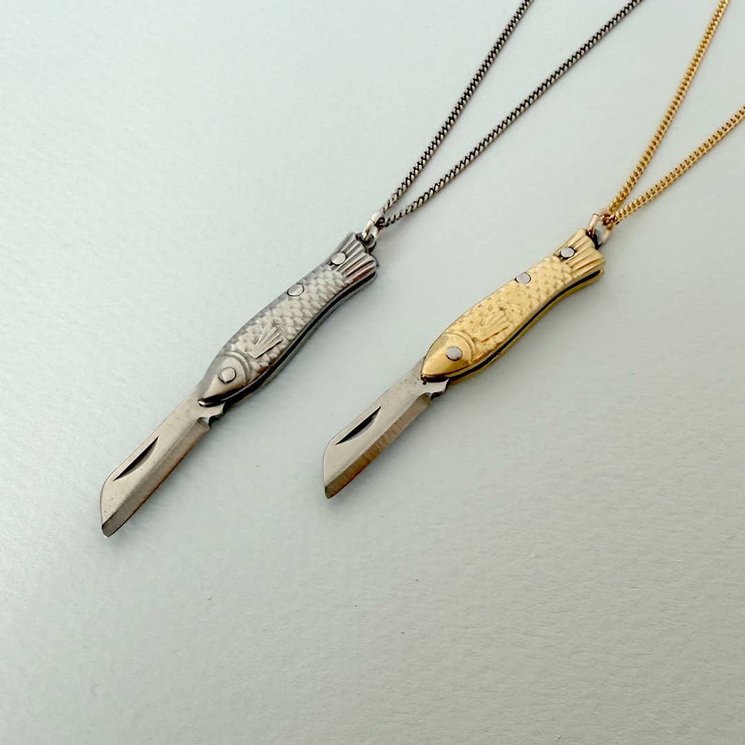 Small Silver Fish Knife Necklace