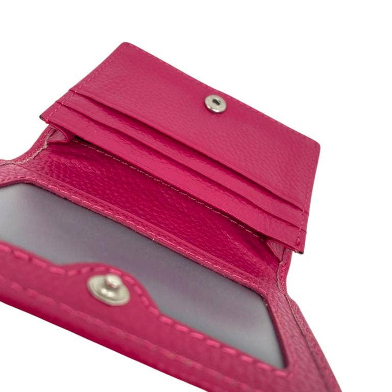 Leather Card Holder with Button Flap and High Quality