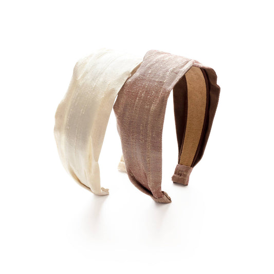 Neutral Palette Dupioni Silk 2" Classic Headband HANDMADE