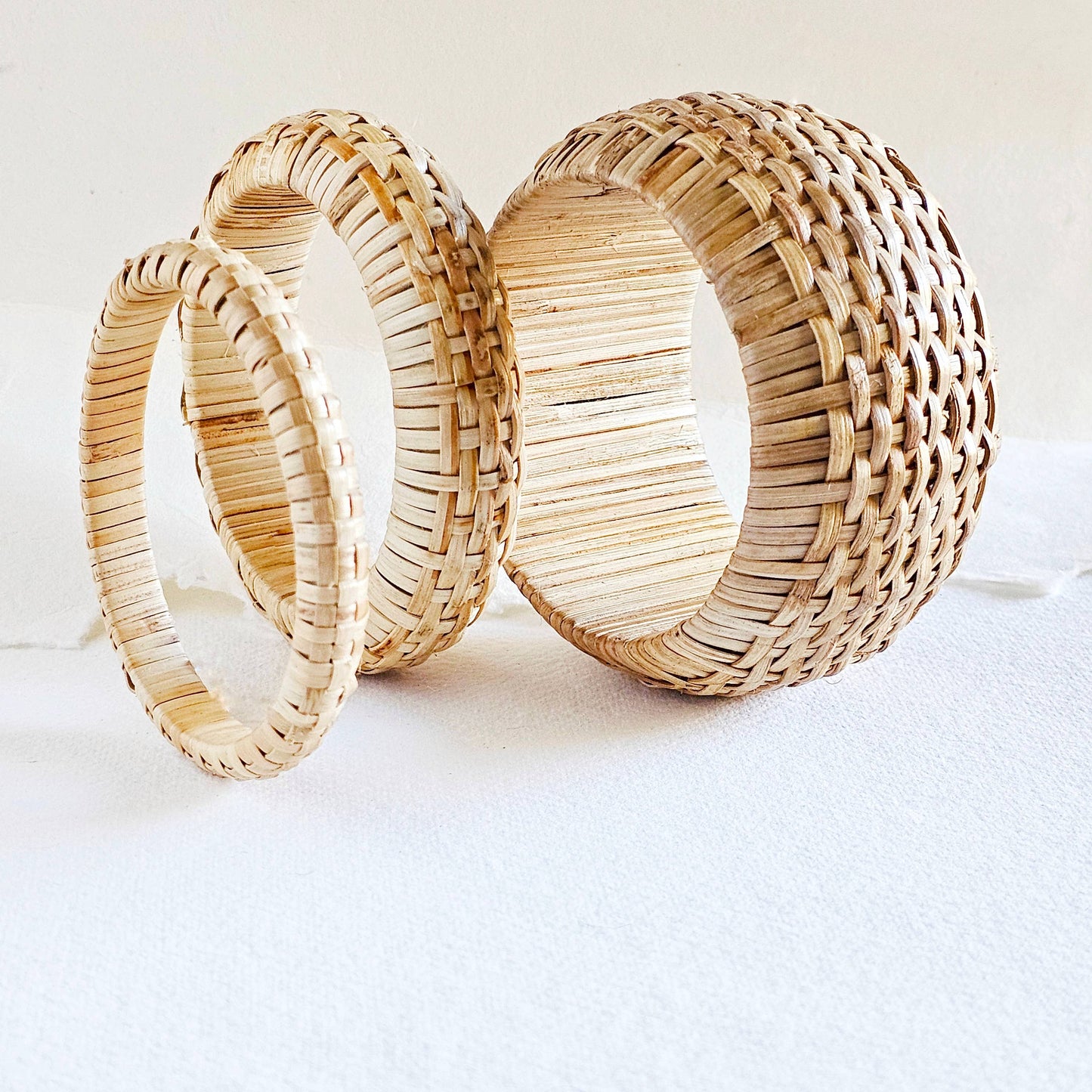 Rattan Cane Bangle Bracelet Set #BX42