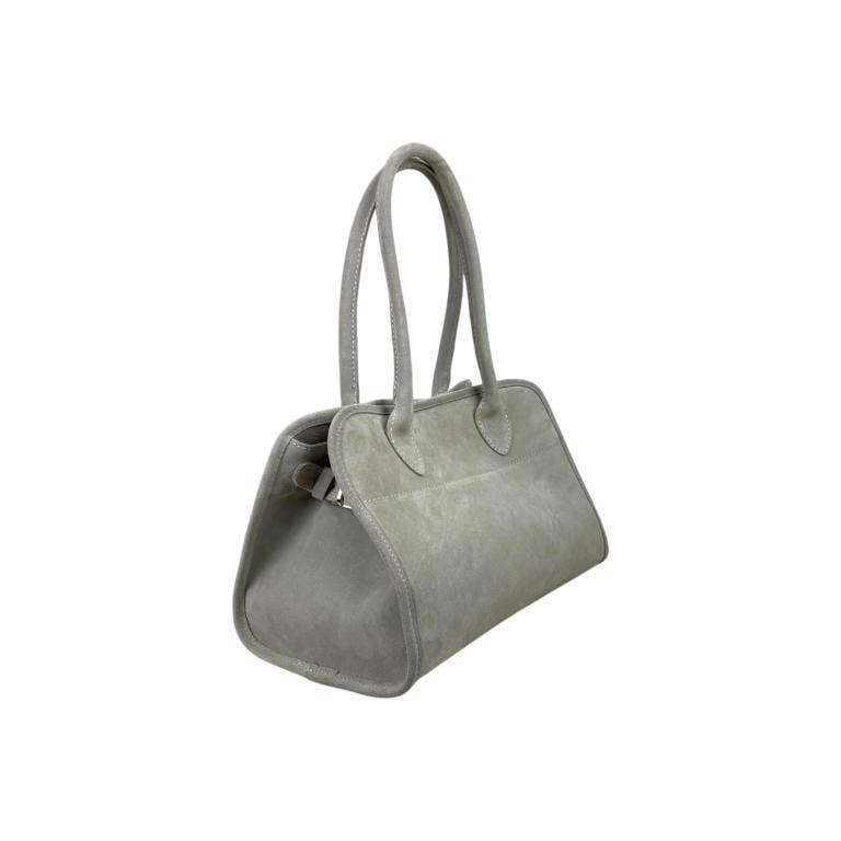 Italian Suede Leather Shoulder Bag with Long Handles