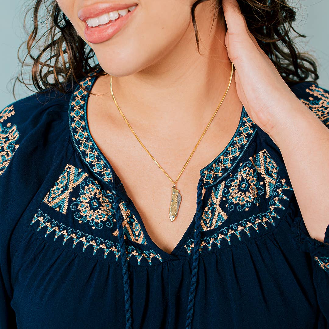 Small Gold Fish Knife Necklace
