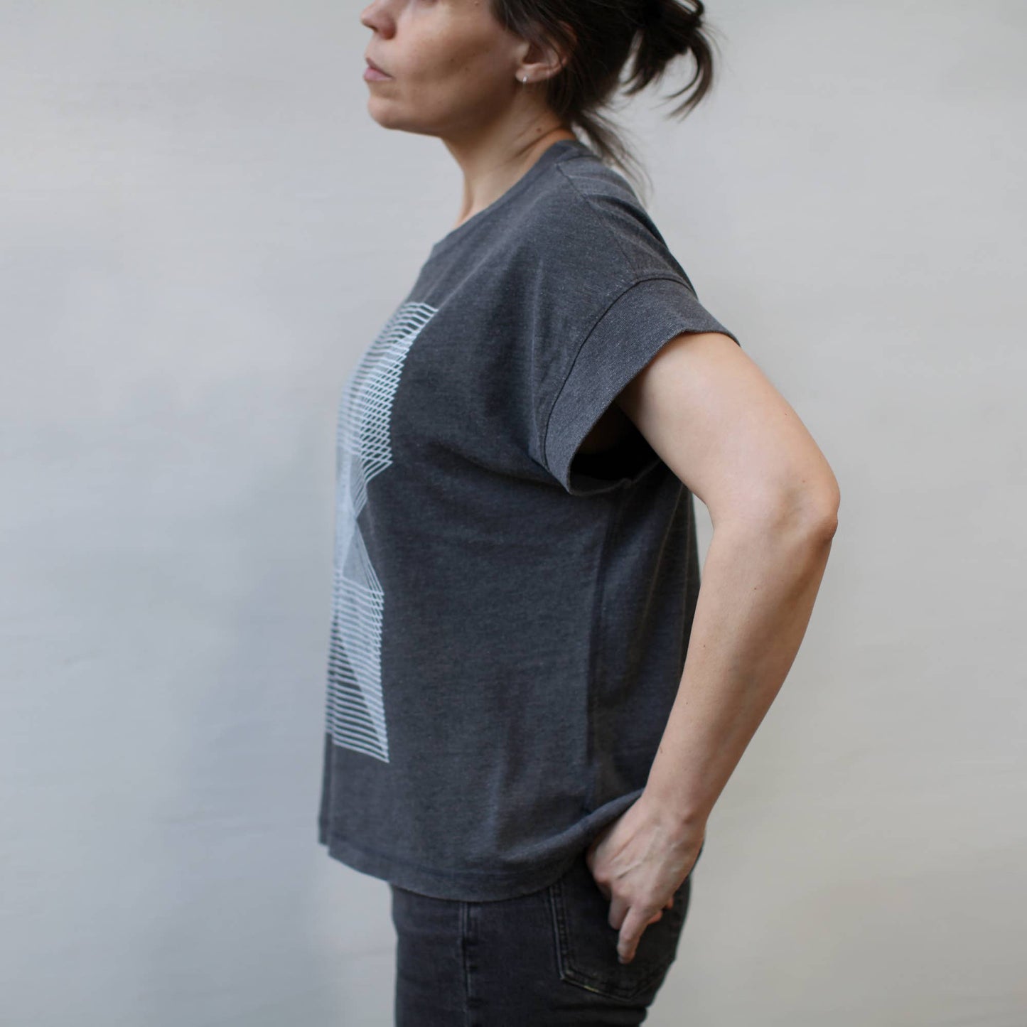 Palindromes Geometric Triangles Loose Fit Boxy Tee Black