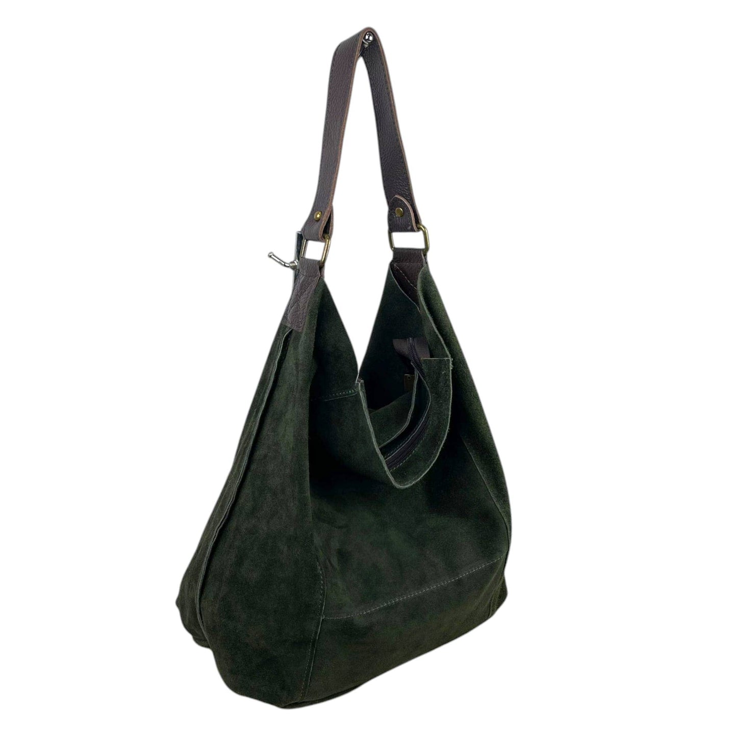 Large Suede + Leather Hobo Bag