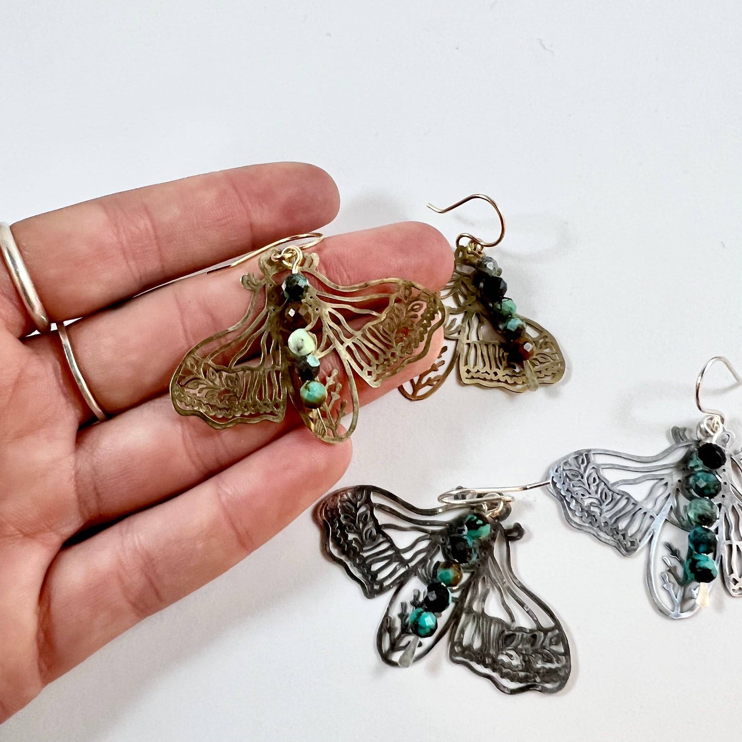 Handmade Peppered Moth Earrings
