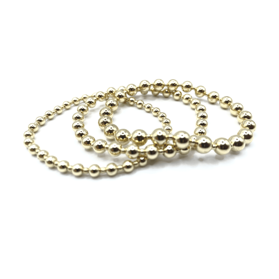 #I - 2mm+4mm+2mm Gold Filled Waterproof Dimension Bracelet 6.5"-7"