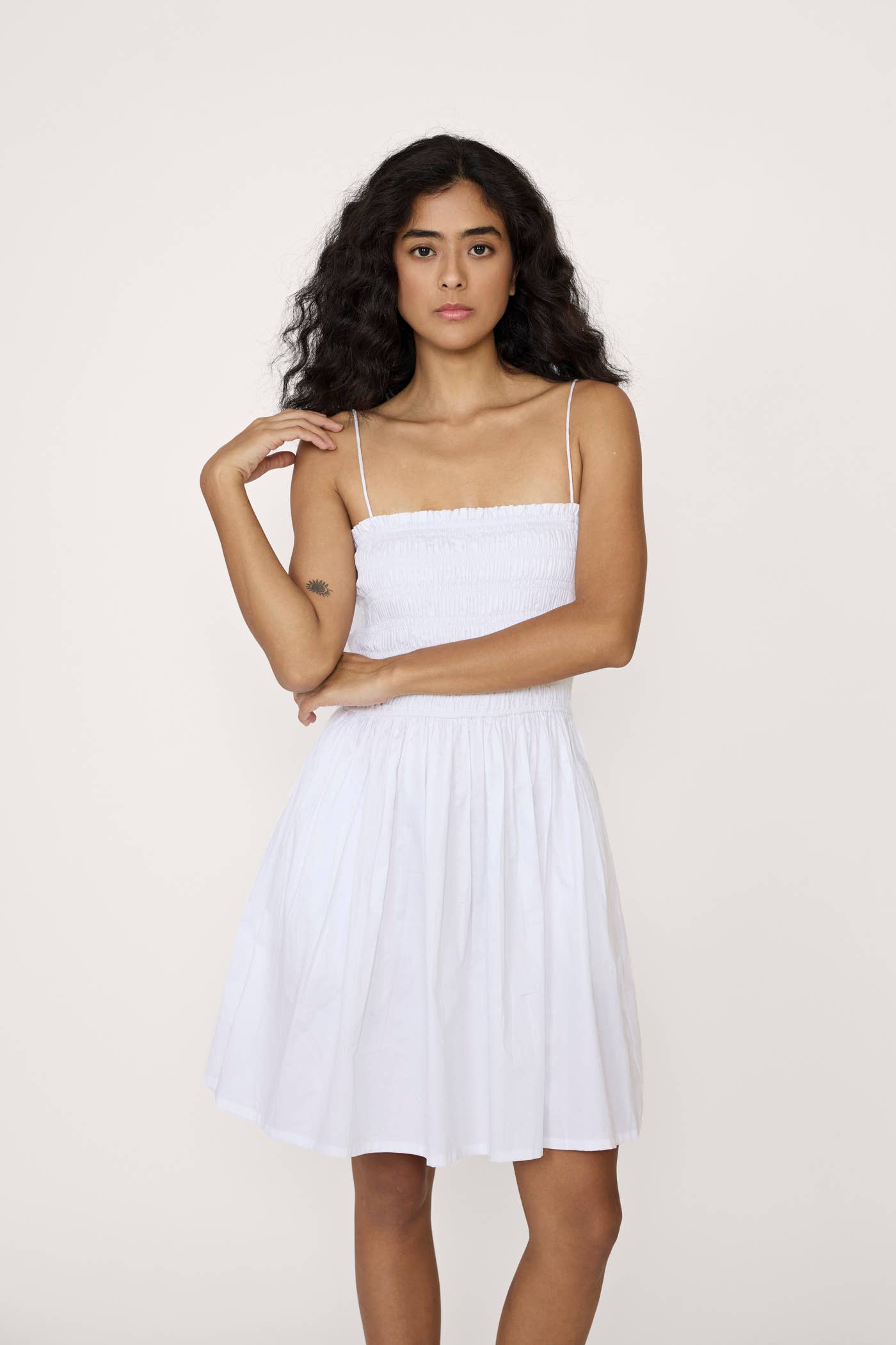 Strappy Bodice Mini Dress - White