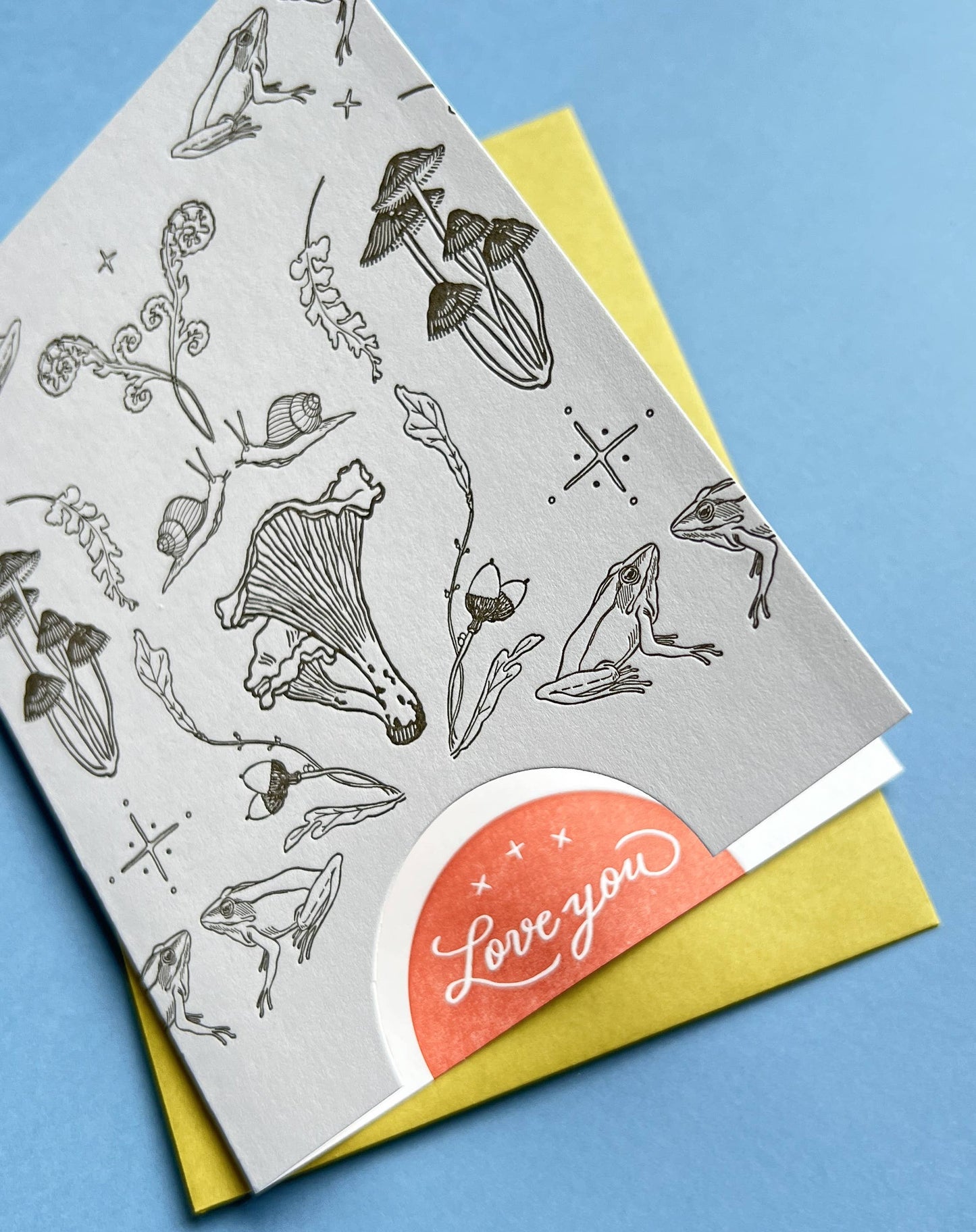 Mushroom woodland LOVE you card