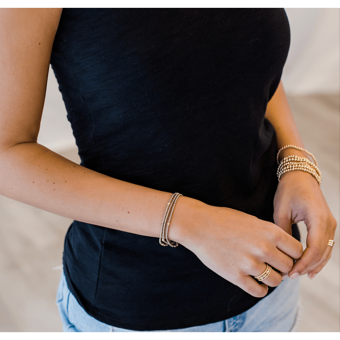 #D - BOHO Bracelet Stack in Bronze + Gold Filled 2mm + 4mm