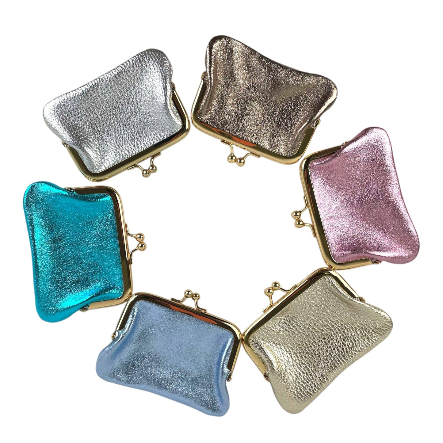 Italian Leather Wallet with Click and High Quality. Metallic