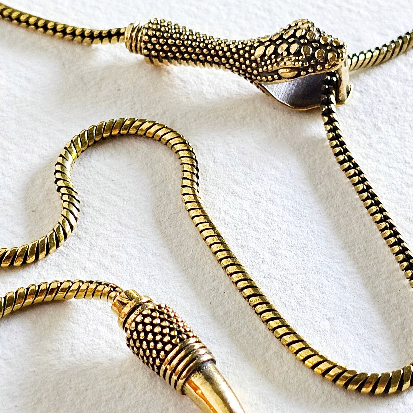Brass Snake Chain Serpent Lariat Necklace #BX24