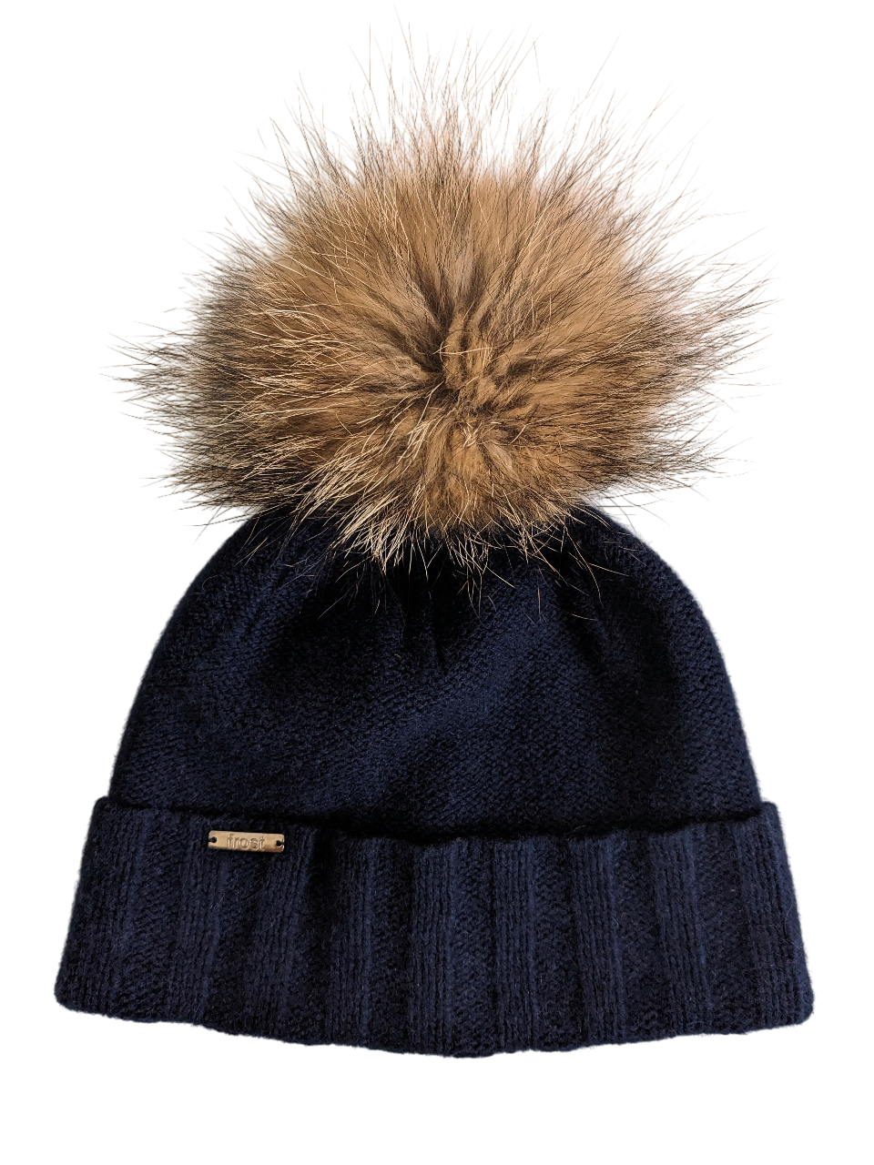 50% Cashmere 50% Merino Wool Hat with Detachable Fur Pompom