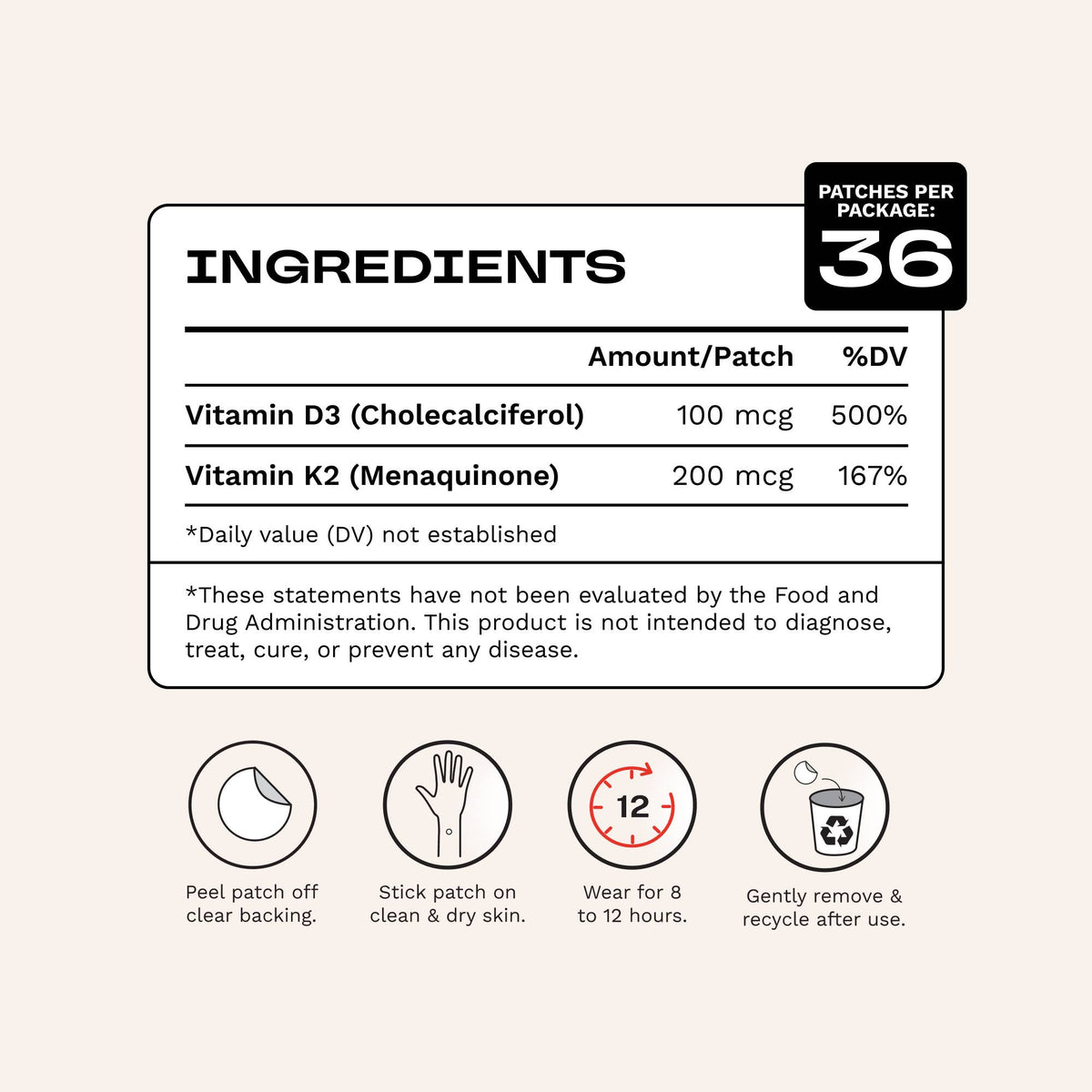 HELLO SUNSHINE clean vitamin D3 patch 36pk- black sun