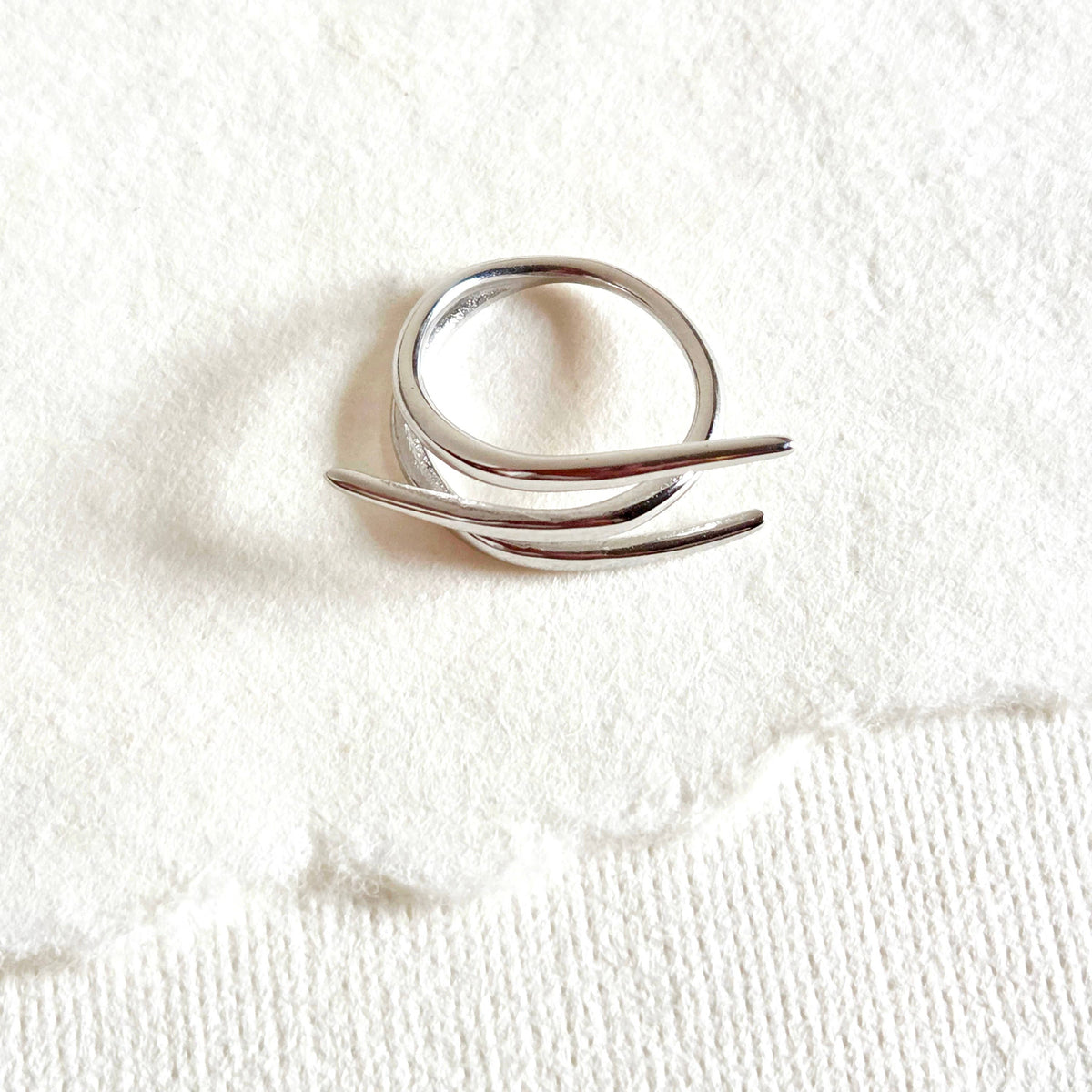 Silver ring triple spike wrap talen collection