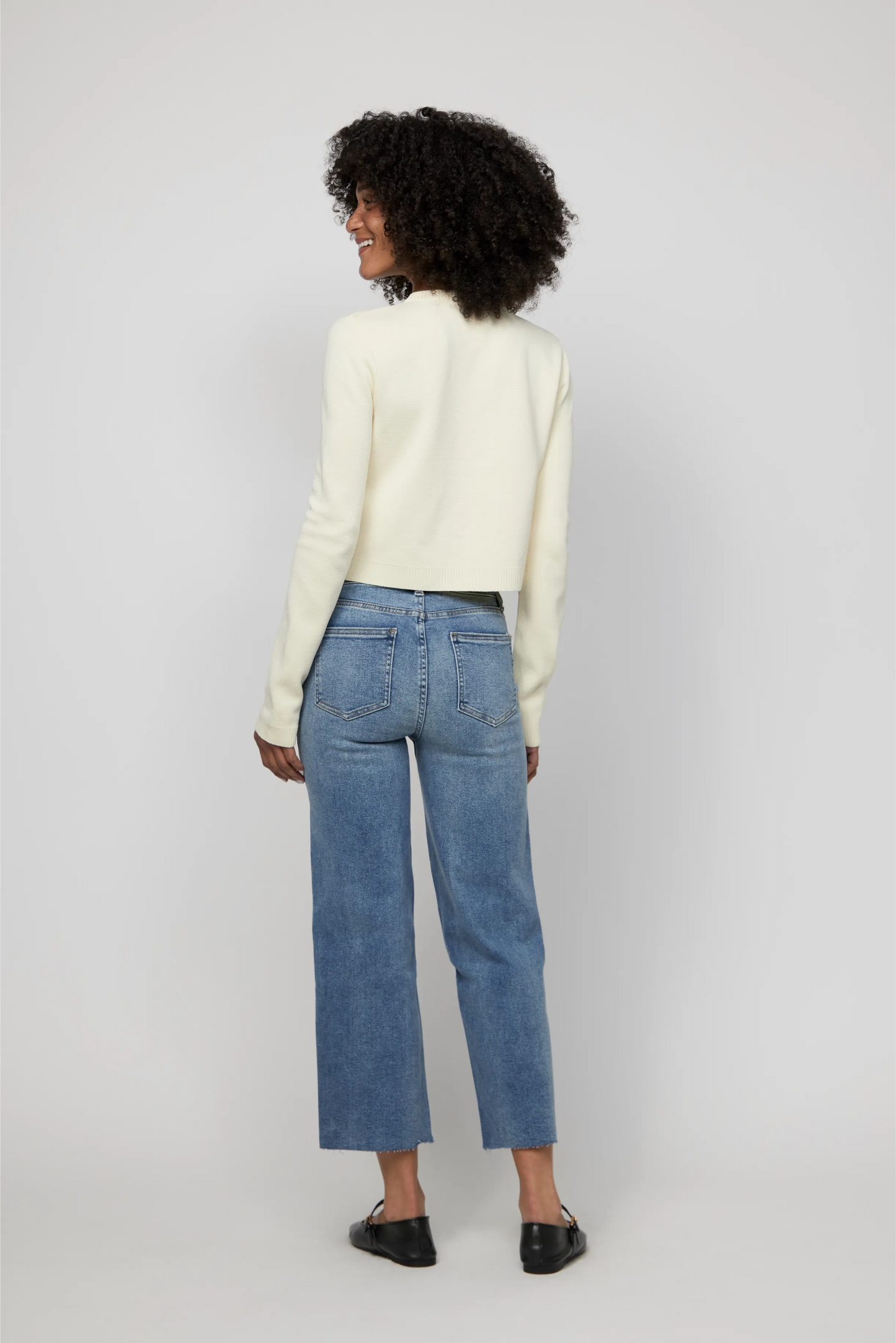 Aberdeen High Rise Wide Leg Crop Faded Indigo Sculpt+