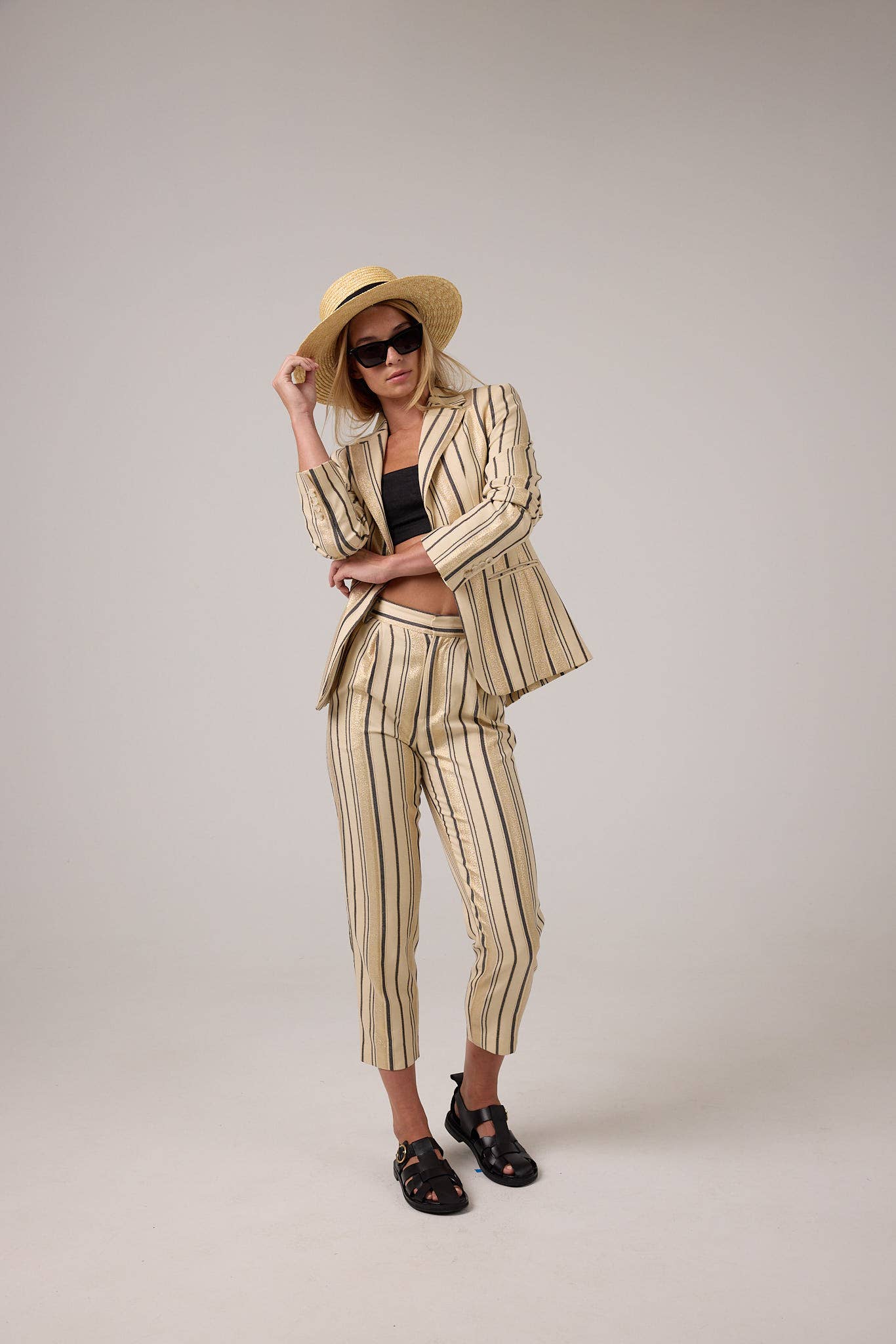 Rome Jacquard Pants - Gold Stripes