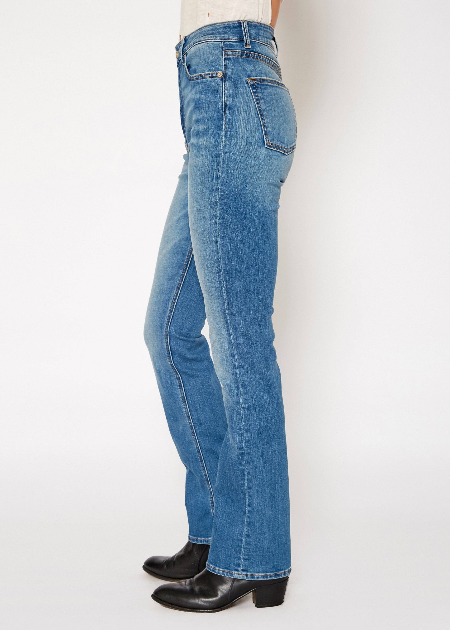Celine High Rise Boot Cut Jeans - Medium Wash