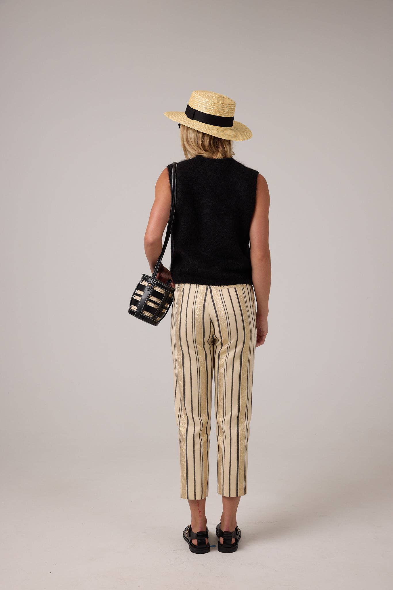 Rome Jacquard Pants - Gold Stripes