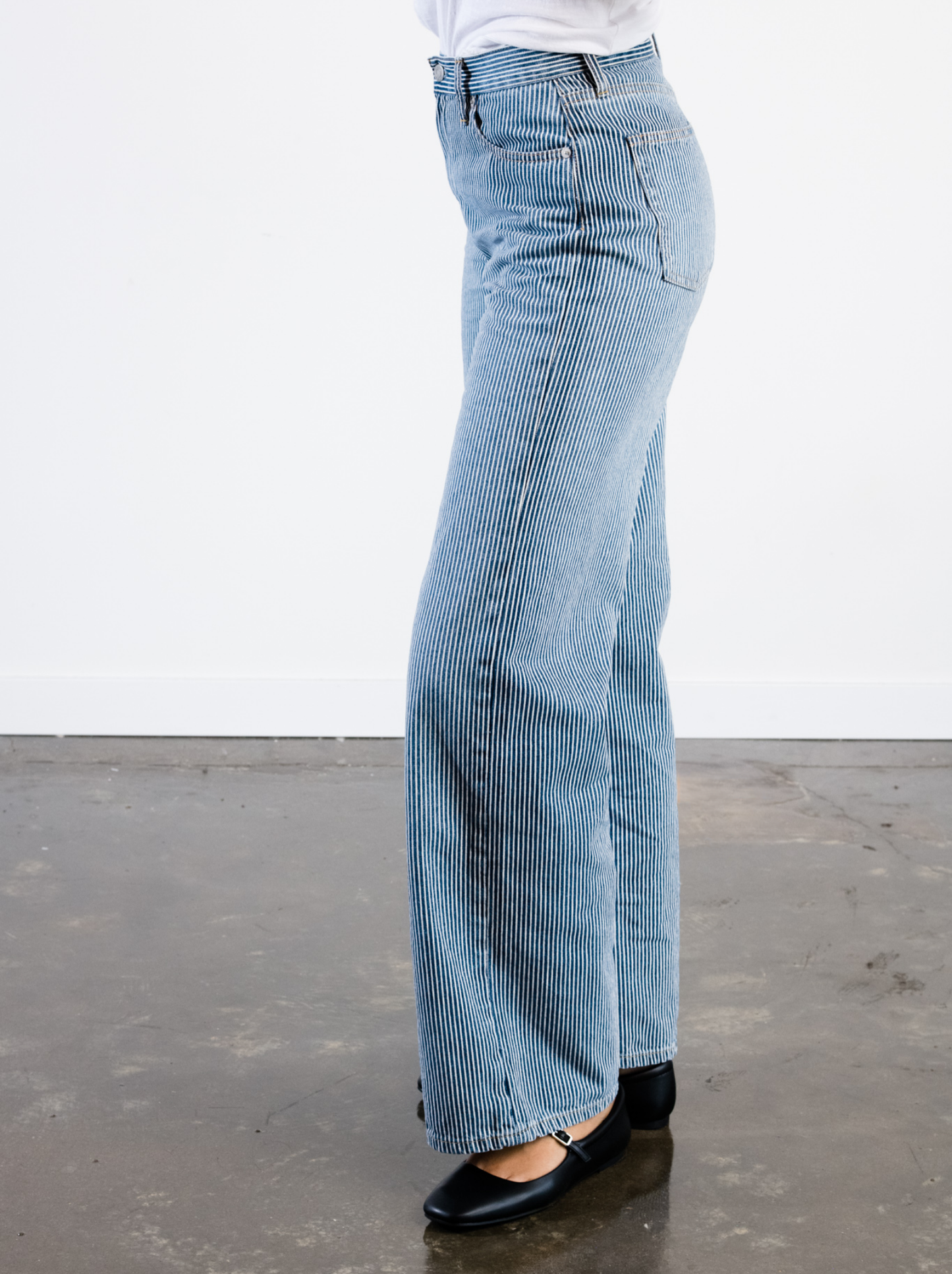 Elaine Wide Leg Jean | Railroad Stripe Wash