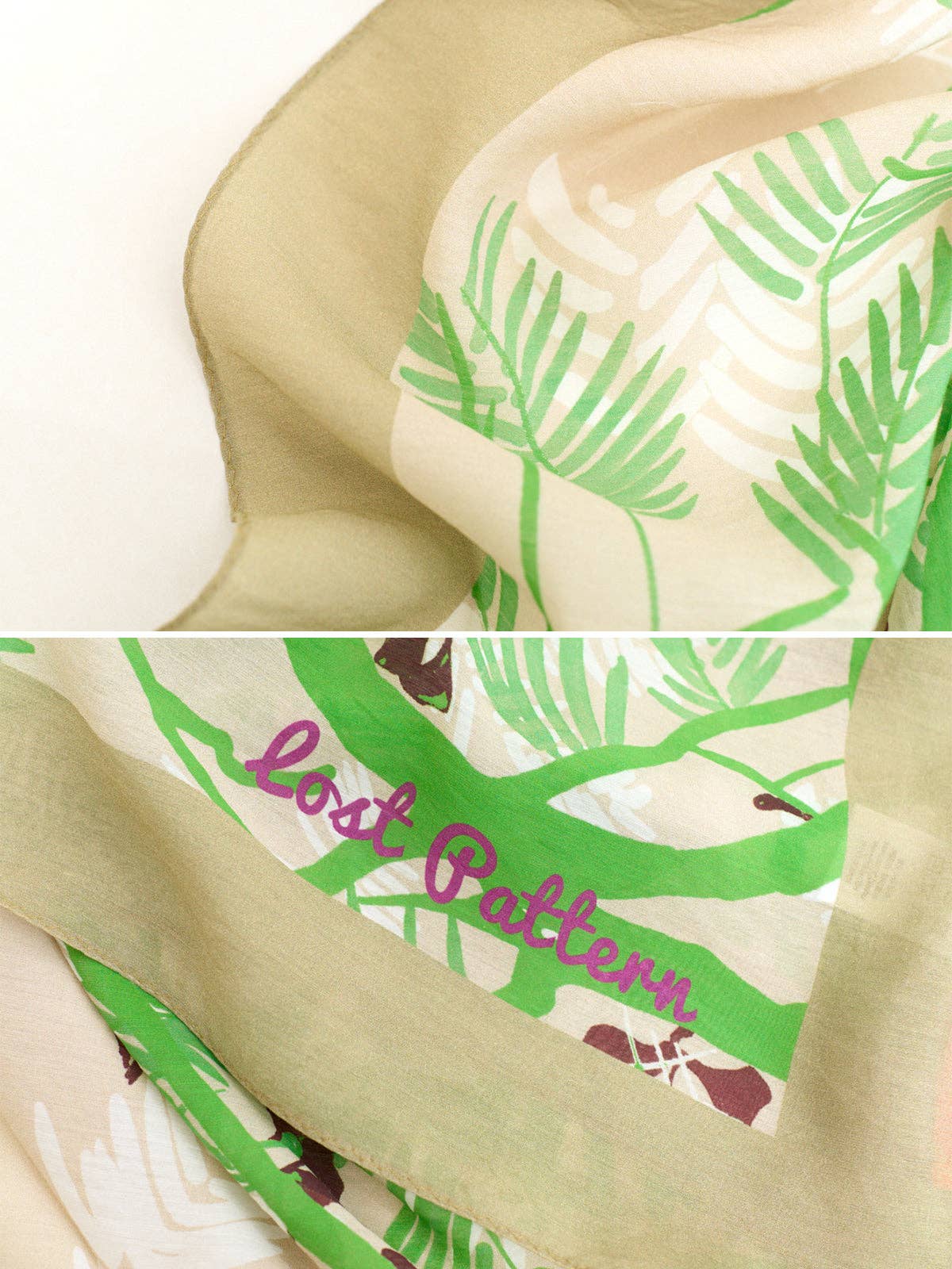 "Coco Dream" Beach Sarong Wrap - Khaki & Green