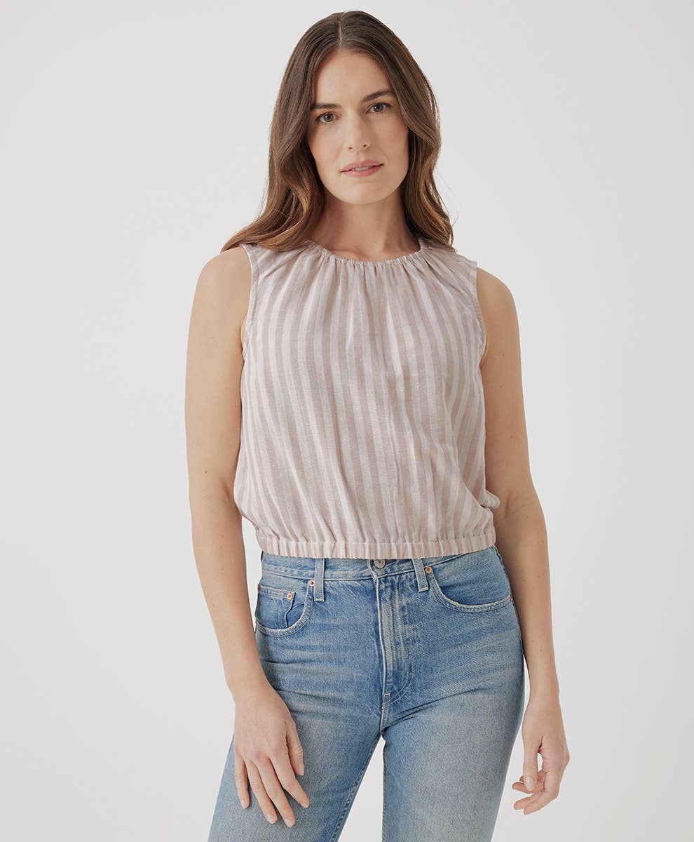 Coastal Double Gauze Bubble Hem Top - Rockport Stripe