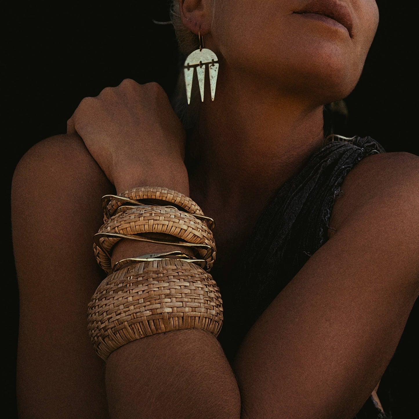 Rattan Cane Bangle Bracelet Set #BX42