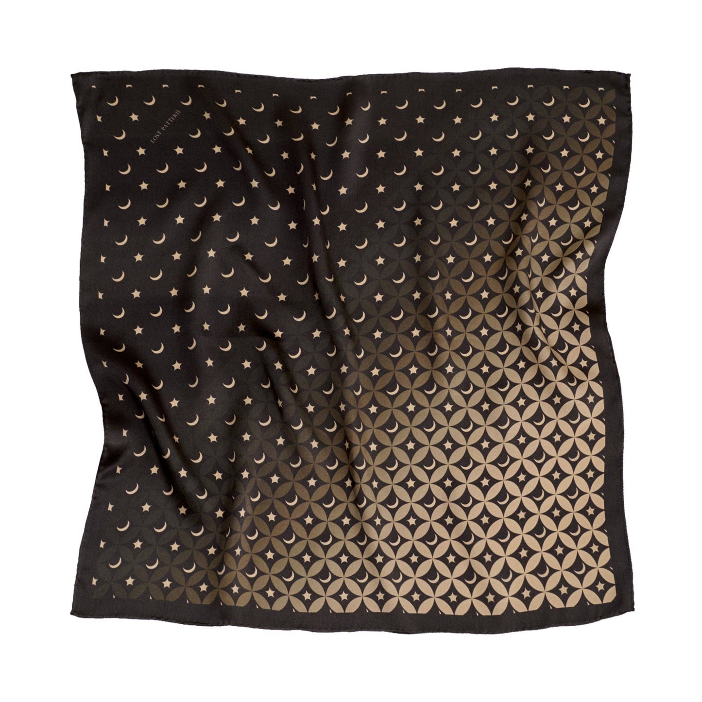 "Moonlit Stars" Silk Bandana Scarf - Black