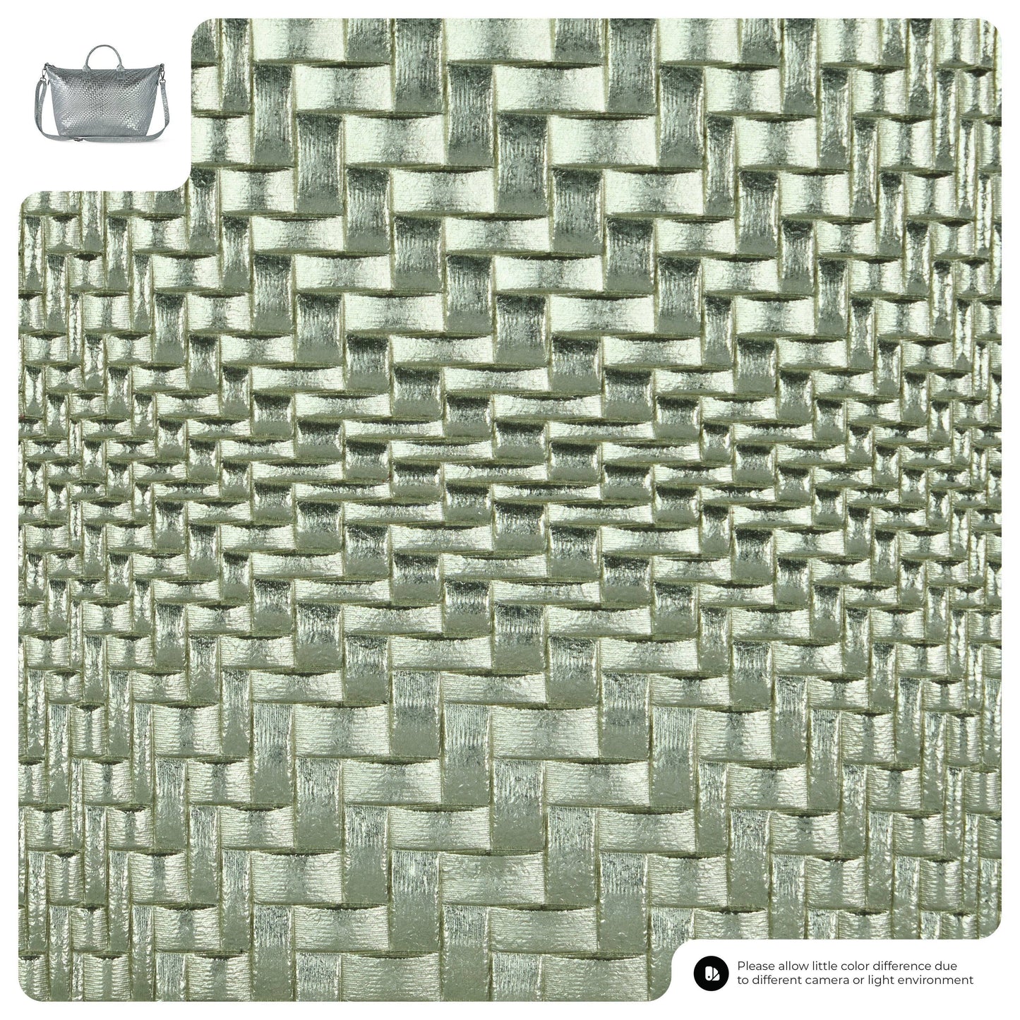 Italian Genuine Basketweave-Embossed Metallic Suede Top-Handle Bag | Treviso
